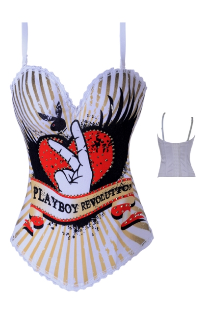 White Playboy Bunny Revolution Corset/Top - Click Image to Close