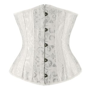 White Jacquard Bridal Victorian Underbust Corset