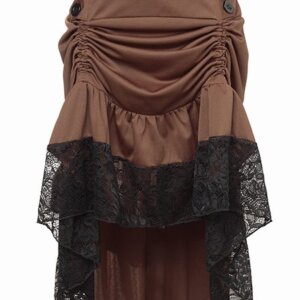 Brown Steampunk High Low Skirt