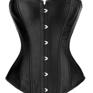 Black Satin Corset With Front Busk Closure