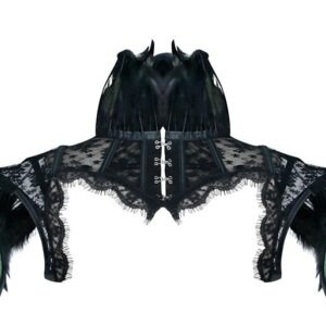 Burlesque Gothic Black Feather Cape Shrug