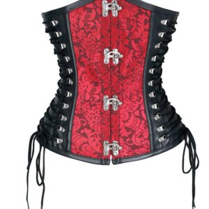 Red Black plus size underbust steampunk corset