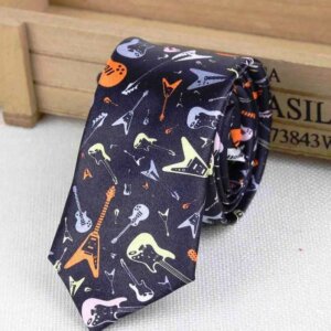 Retro Music Notes Guitar Tie