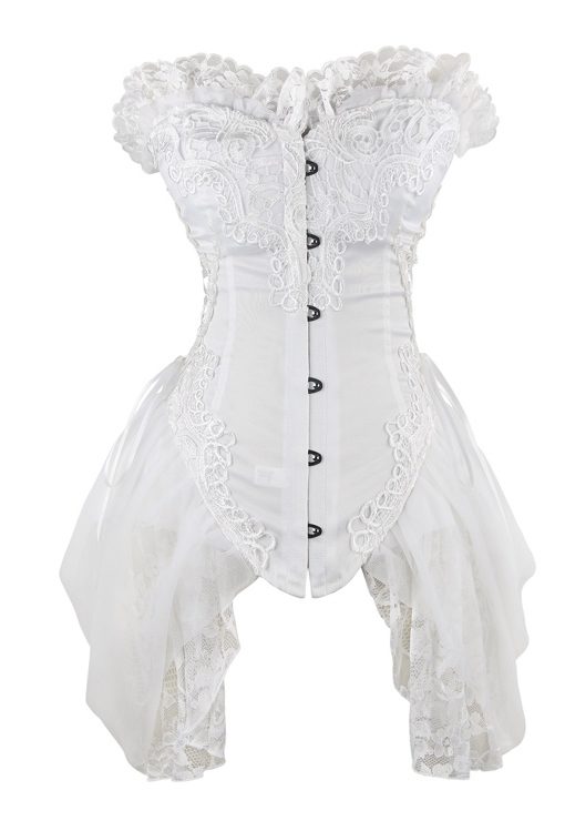 Floral Corset Top, Embroidered Overbust Corset Strapless. Bridal Corset 