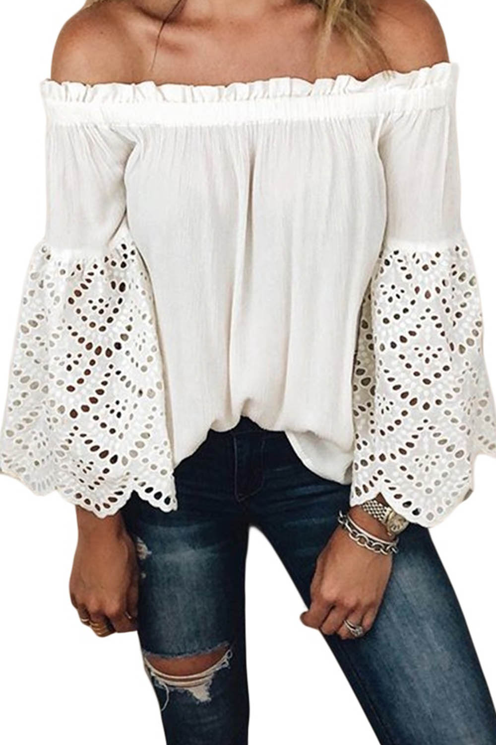 White / Ivory Off Shoulder Pirate Renaissance Steampunk Top With Lace ...