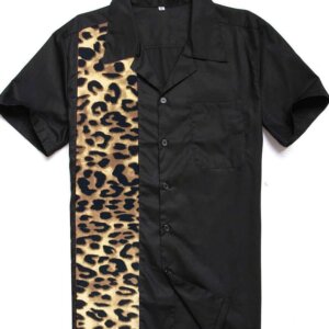 Leopard Print Retro Bowling Shirt