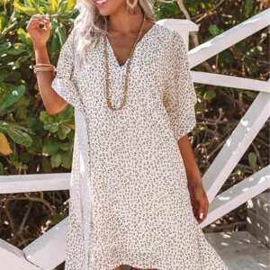 White Leopard Print Shift Mini Dress