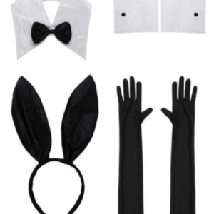 Playboy Bunny Costume Accessories + Long Black Gloves