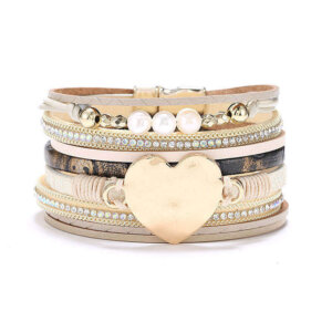 Beige Boho Heart Magnetic Bracelet