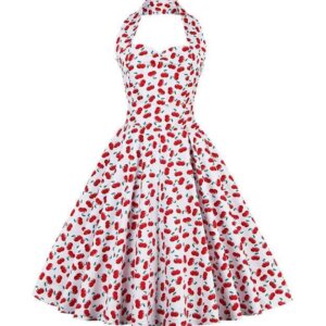 Cherry Retro Halter Neck Dress