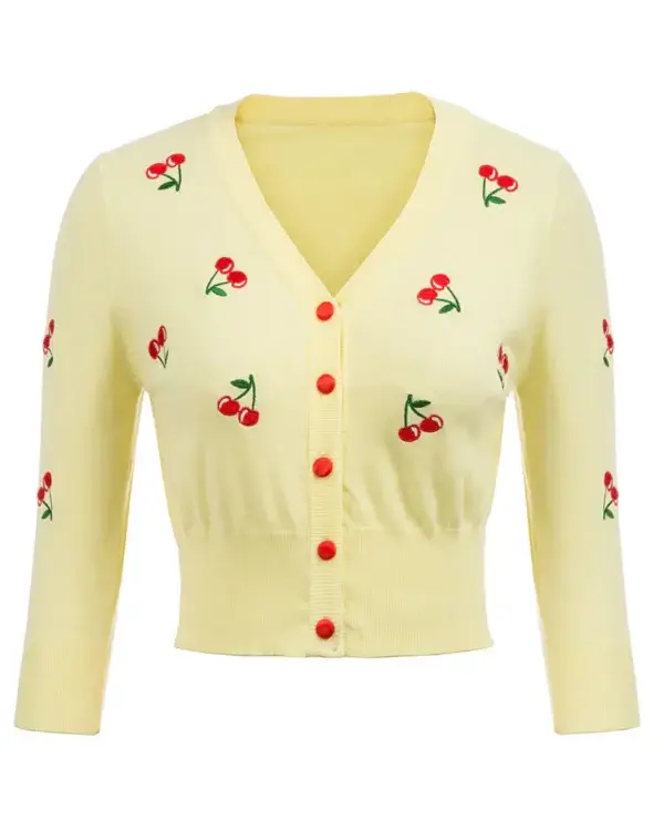 Rockabilly Yellow Cherry Cardigan